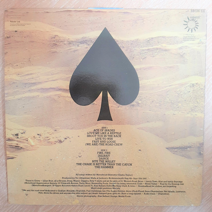 Motörhead ‎– Ace Of Spades - Vinyl LP Record - Opened  - Very-Good+ Quality (VG+) - C-Plan Audio