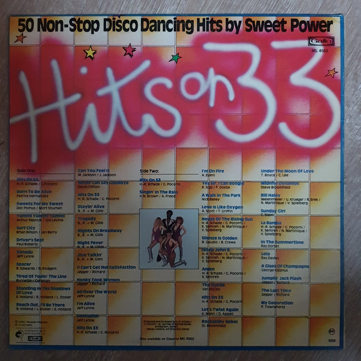 Sweet Power ‎– Hits On 33 - 50 Non-Stop Disco Dancing Hits - Vinyl LP Record - Opened  - Very-Good+ Quality (VG+) - C-Plan Audio