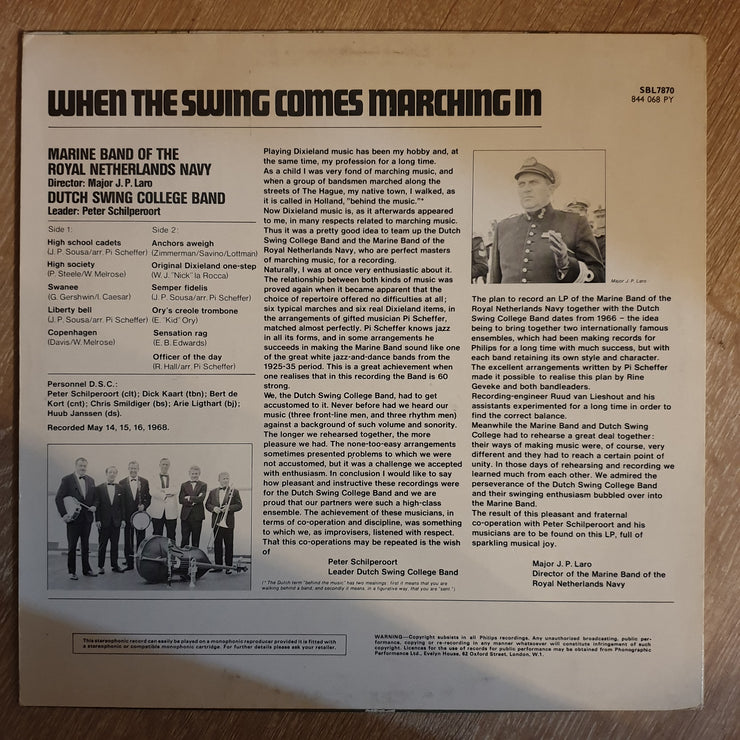 Dutch Swing College Band / Marine Band Of The Royal Netherlands Navy ‎– When The Swing Comes Marching In -  Vinyl LP Record - Opened  - Very-Good+ Quality (VG+) - C-Plan Audio