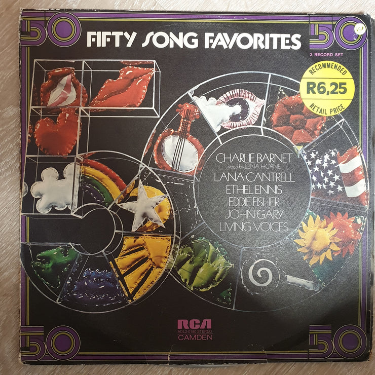 50 (Fifty) Song Favourites - Charlie Barnet, Lana Cantrell, Ethel Ennis, Eddie Fisher, John Gary, Living Voices Double Vinyl LP Record - Very-Good+ Quality (VG+) - C-Plan Audio