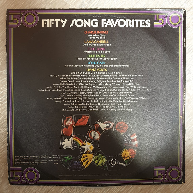 50 (Fifty) Song Favourites - Charlie Barnet, Lana Cantrell, Ethel Ennis, Eddie Fisher, John Gary, Living Voices Double Vinyl LP Record - Very-Good+ Quality (VG+) - C-Plan Audio