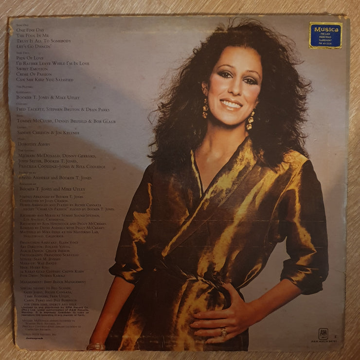 Rita Coolidge ‎– Satisfied - Vinyl LP Record - Opened  - Very-Good- Quality (VG-) - C-Plan Audio