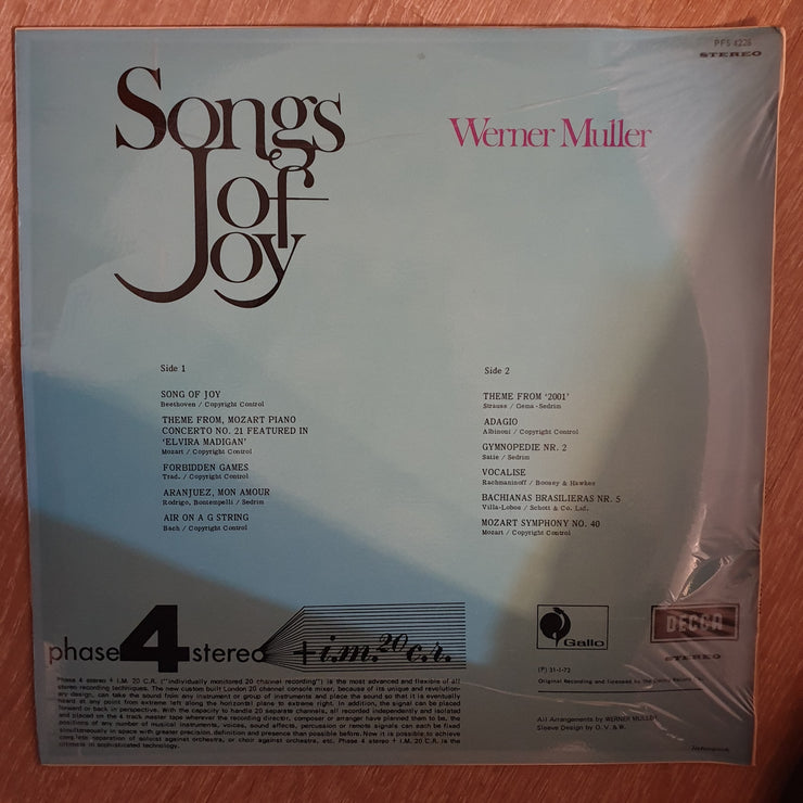 Werner Müller And His Orchestra ‎– Songs Of Joy  - Vinyl LP Record - Opened  - Very-Good+ Quality (VG+) - C-Plan Audio