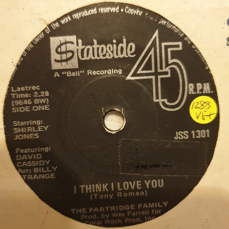The Partridge Family ‎– I Think I Love You - Vinyl 7" Record - Very-Good+ Quality (VG+) - C-Plan Audio