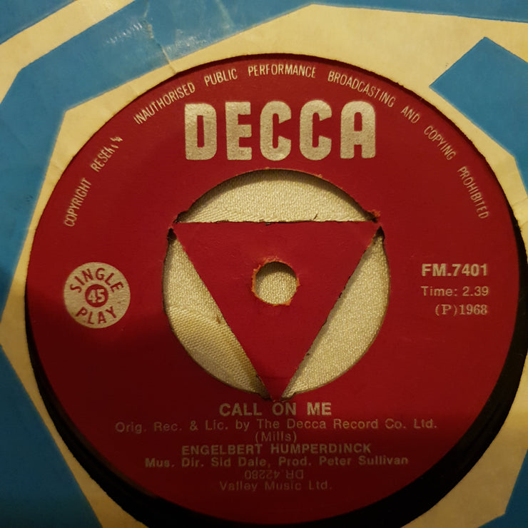 Engelbert Humperdinck ‎– A Man Without Love / Call On Me - Vinyl 7" Record - Very-Good+ Quality (VG+) - C-Plan Audio
