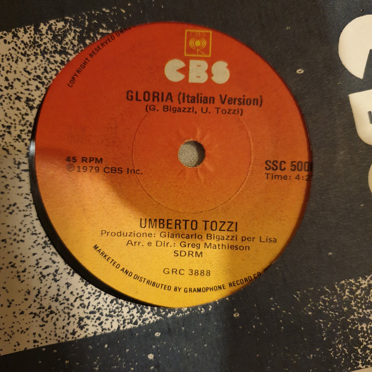 Umberto Tozzi ‎– Gloria - Vinyl 7" Record - Very-Good+ Quality (VG+) - C-Plan Audio