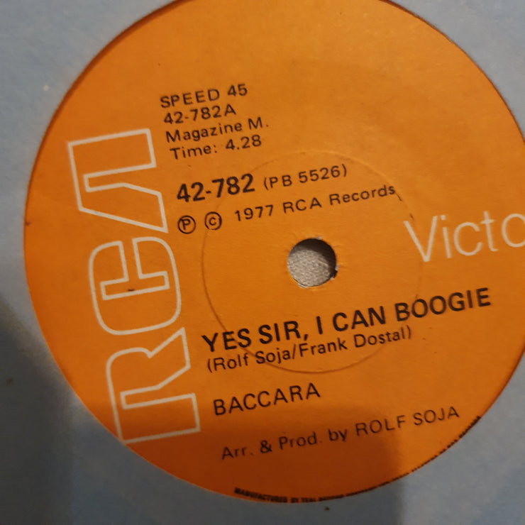 Baccara ‎– Yes Sir I Can Boogie  - Vinyl 7" Record - Opened  - Very-Good Quality (VG) - C-Plan Audio