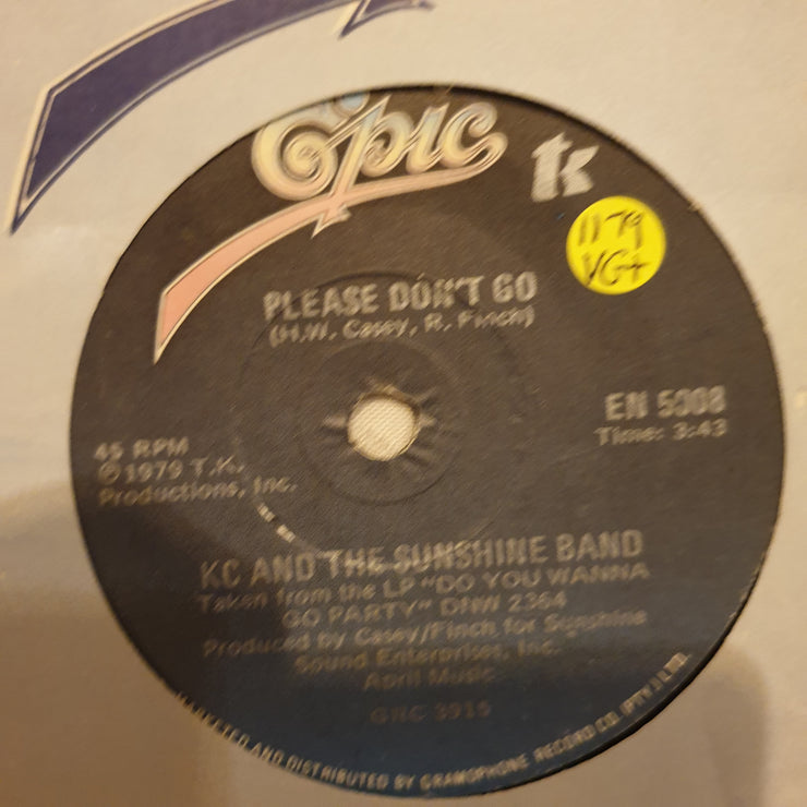KC And The Sunshine Band ‎– Please Don't Go - Vinyl 7" Record - Very-Good+ Quality (VG+) - C-Plan Audio