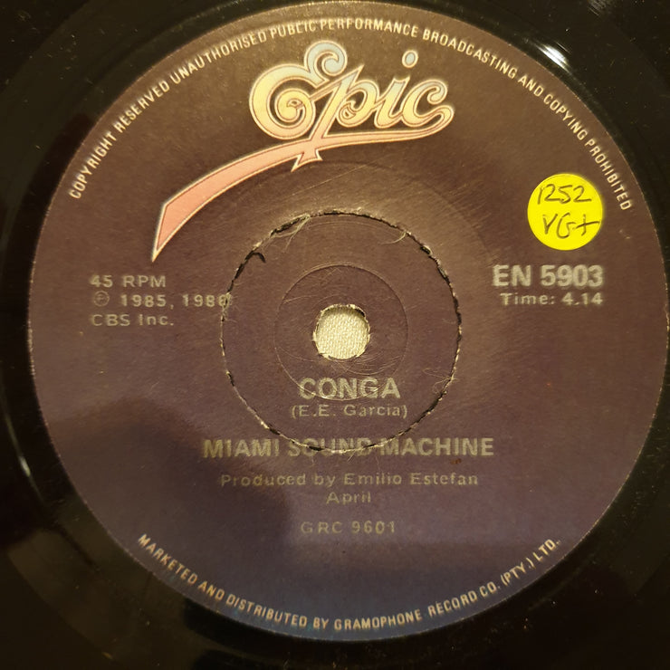Miami Sound Machine ‎– Conga! - Vinyl 7" Record - Very-Good+ Quality (VG+) - C-Plan Audio