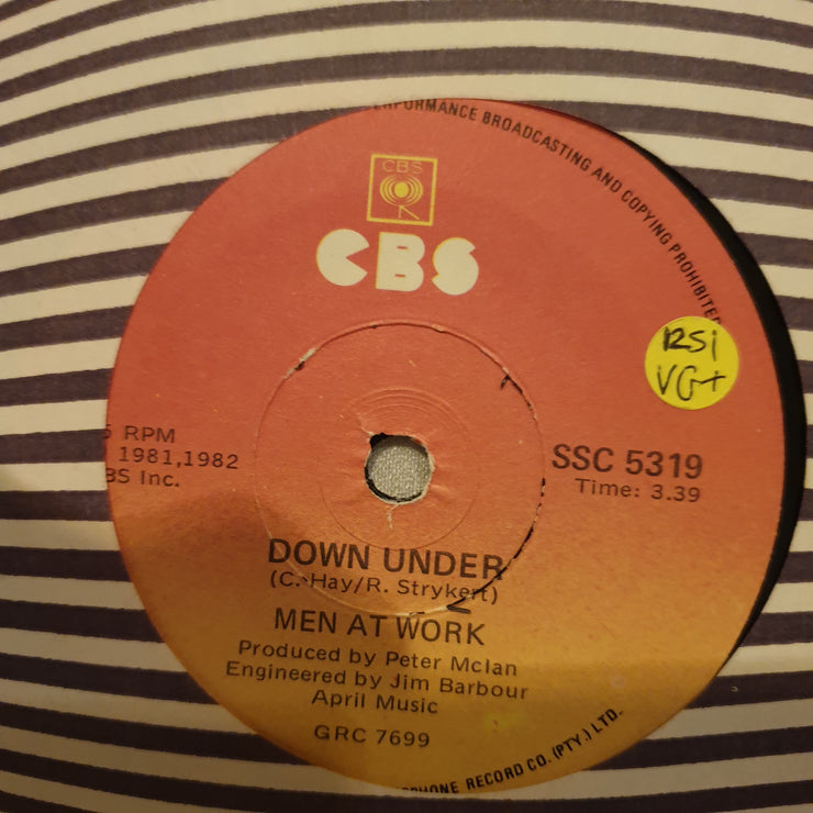 Men At Work ‎– Down Under - Vinyl 7" Record - Very-Good+ Quality (VG+) - C-Plan Audio