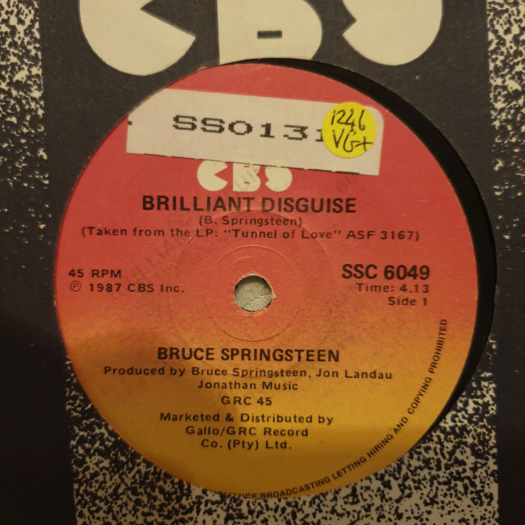 Bruce Springsteen ‎– Brilliant Disguise - Vinyl 7" Record - Very-Good+ Quality (VG+) - C-Plan Audio