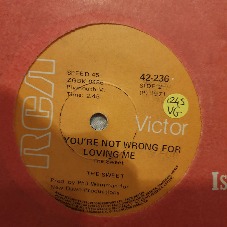 The Sweet ‎– Funny Funny  - Vinyl 7" Record - Opened  - Very-Good Quality (VG) - C-Plan Audio