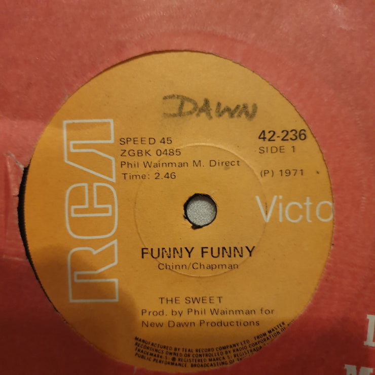 The Sweet ‎– Funny Funny  - Vinyl 7" Record - Opened  - Very-Good Quality (VG) - C-Plan Audio