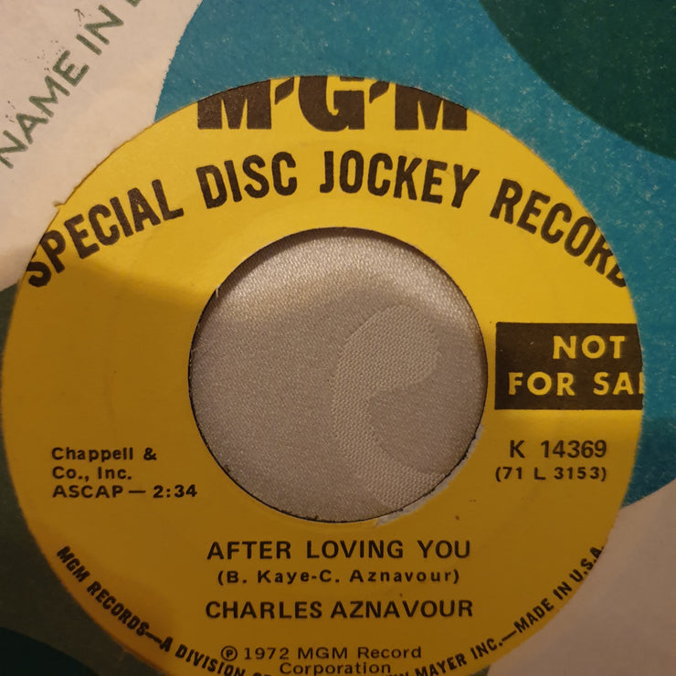 Charles Aznavour ‎– To Die Of Love (Mourir D'Aimer) - Vinyl 7" Record - Very-Good+ Quality (VG+) - C-Plan Audio