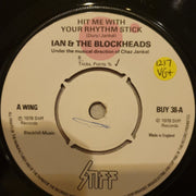 Ian Dury And The Blockheads ‎– Hit Me With Your Rhythm Stick - Vinyl 7" Record - Very-Good+ Quality (VG+) - C-Plan Audio