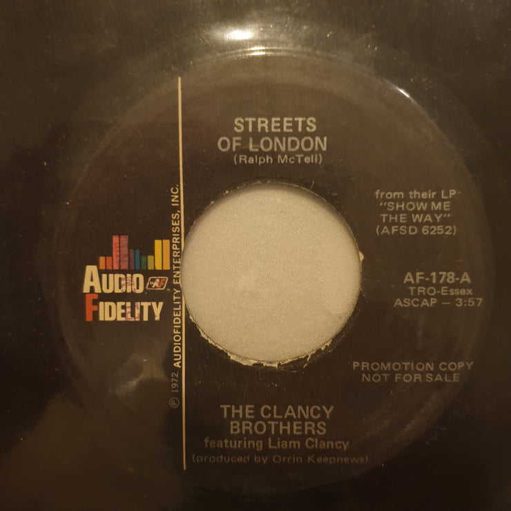 The Clancy Brothers ‎– Streets of London/Dandelion Wine - Vinyl 7" Record - Very-Good+ Quality (VG+) - C-Plan Audio