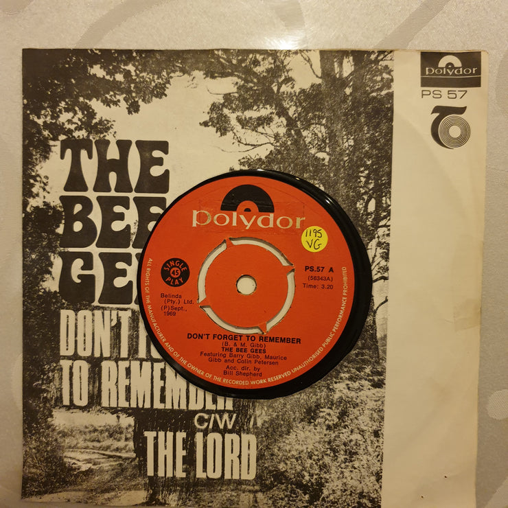Bee Gees ‎– Don't Forget To Remember  - Vinyl 7" Record - Opened  - Very-Good Quality (VG) - C-Plan Audio