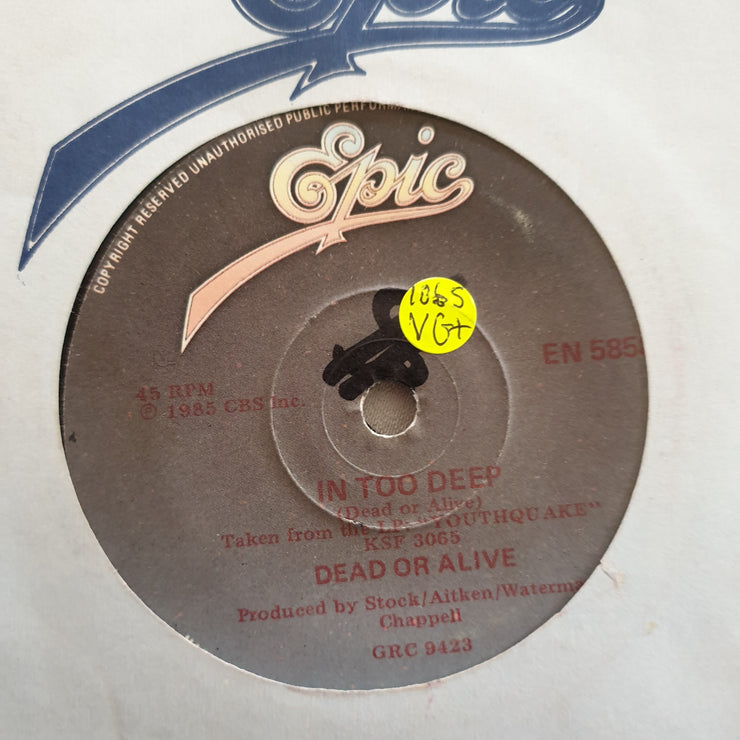 Dead Or Alive ‎– In Too Deep- Vinyl 7" Record - Very-Good+ Quality (VG+) - C-Plan Audio