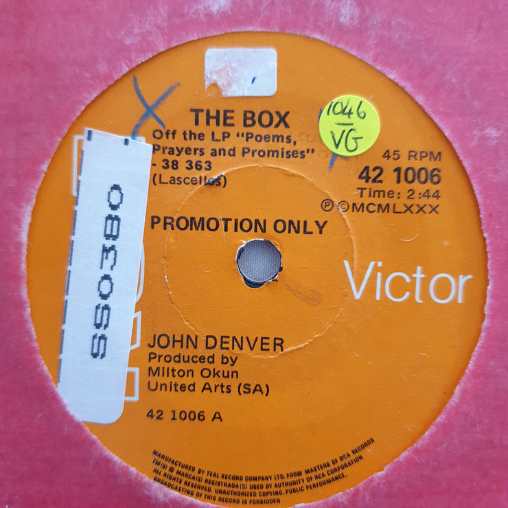 John Denver - The Box - Vinyl 7" Record - Very-Good- Quality (VG-) - C-Plan Audio