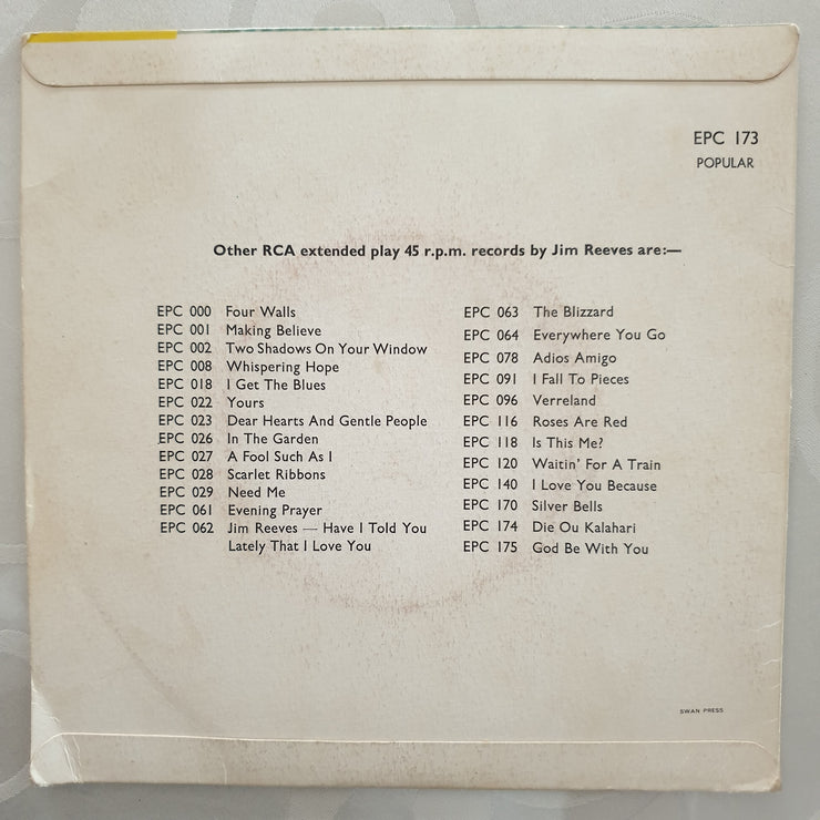 Jim Reeves ‎– Maria Elena - Vinyl 7" Record - Opened  - Very-Good Quality (VG) - C-Plan Audio