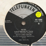 Gitti Und Erika ‎– Heidi - Vinyl 7" Record - Opened  - Very-Good Quality (VG) - C-Plan Audio