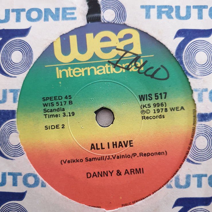 Danny & Armi - I Wanna Love you Tender - Vinyl 7" Record - Opened  - Very-Good Quality (VG) - C-Plan Audio