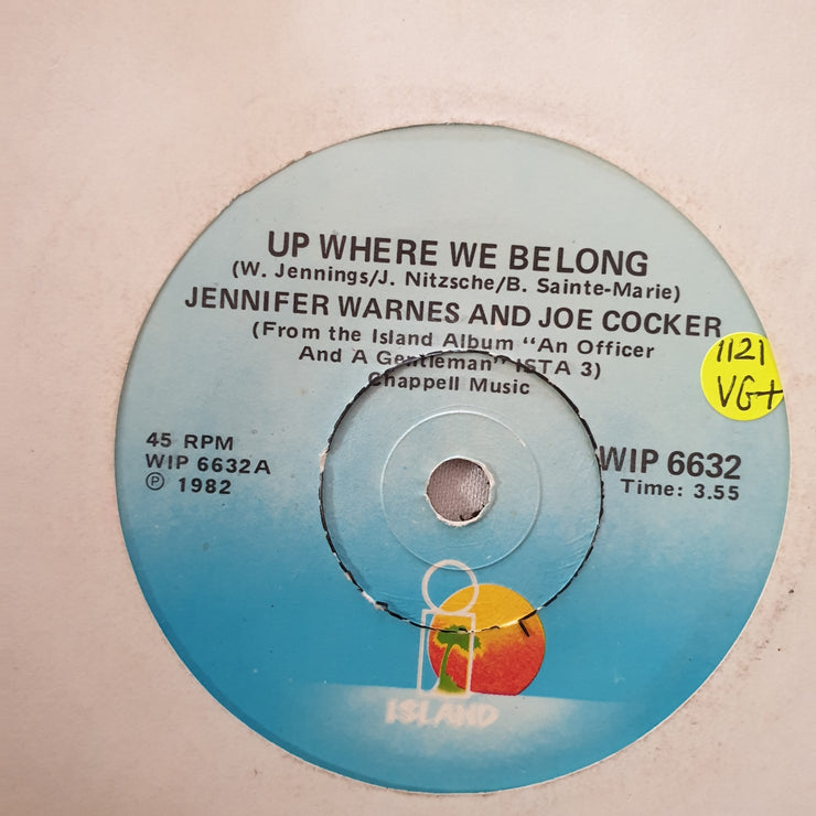 Joe Cocker / Jennifer Warnes ‎– Up Where We Belong - Vinyl 7" Record - Very-Good+ Quality (VG+) - C-Plan Audio