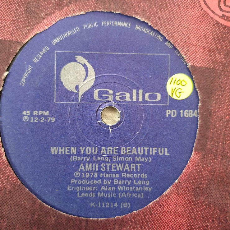 Amii Stewart ‎– Knock On Wood - Vinyl 7" Record - Opened  - Very-Good Quality (VG) - C-Plan Audio