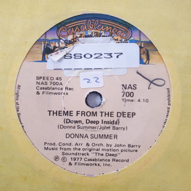 Donna Summer / John Barry ‎– Down Deep Inside (Theme From The Deep) - Vinyl 7" Record - Very-Good+ Quality (VG+) - C-Plan Audio