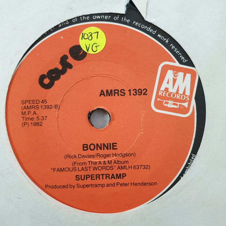 Supertramp ‎– It's Raining Again- Vinyl 7" Record - Opened  - Very-Good Quality (VG) - C-Plan Audio