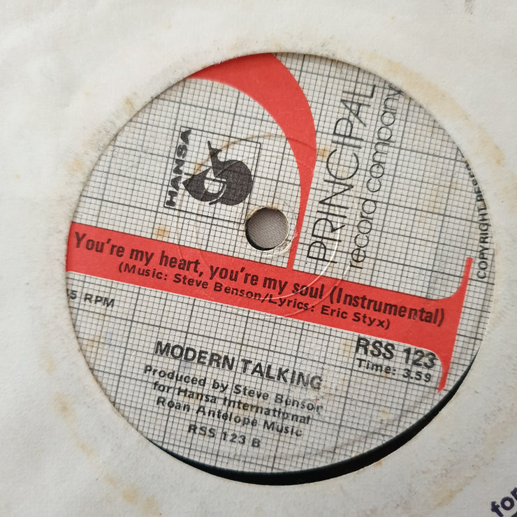 Modern Talking ‎– You're My Heart, You're My Soul - Vinyl 7" Record - Very-Good+ Quality (VG+) - C-Plan Audio