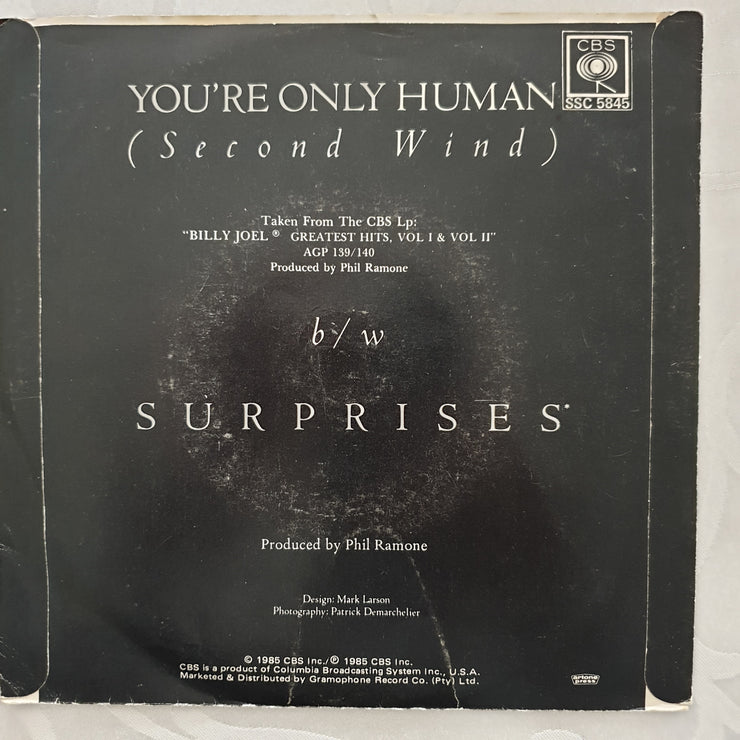 Billy Joel ‎– You're Only Human (Second Wind) - Vinyl 7" Record - Opened  - Very-Good Quality (VG) - C-Plan Audio