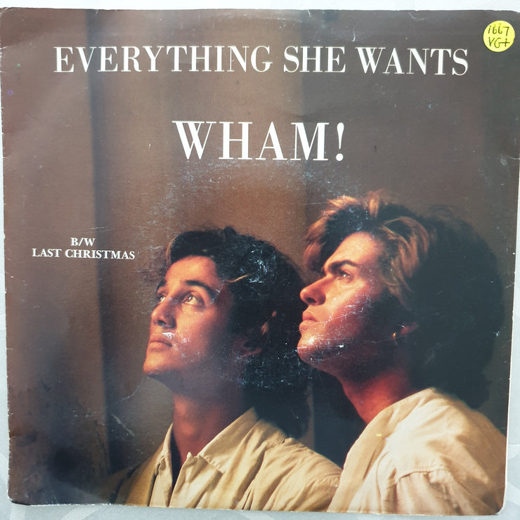 Wham! ‎– Everything She Wants - Vinyl 7" Record - Very-Good+ Quality (VG+) - C-Plan Audio