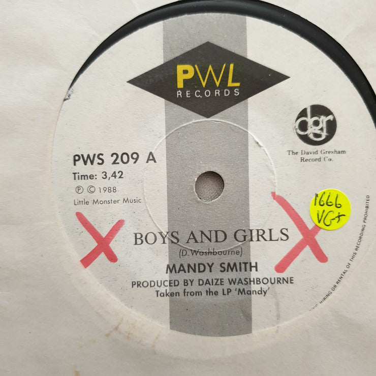 Mandy ‎– Boys And Girls - Vinyl 7" Record - Very-Good+ Quality (VG+) - C-Plan Audio