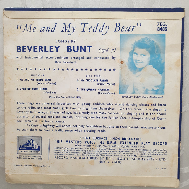 Beverley Bunt ‎– Me And My Teddy Bear - Vinyl 7" Record - Opened  - Very-Good Quality (VG) - C-Plan Audio