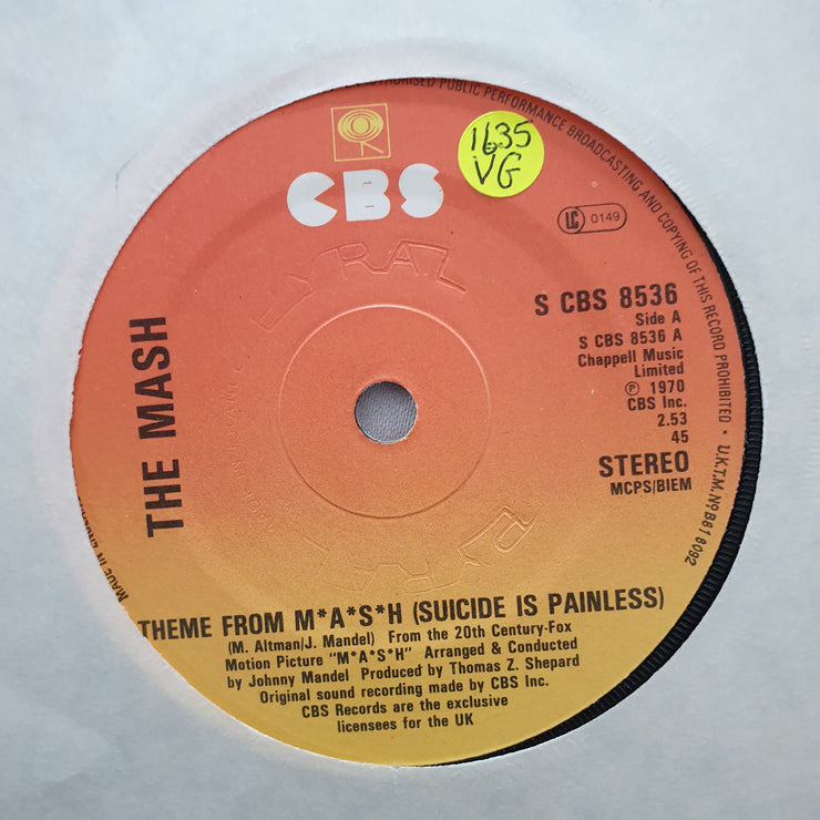 The Mash ‎– Theme From M*A*S*H (Suicide Is Painless) - Vinyl 7" Record - Opened  - Very-Good Quality (VG) - C-Plan Audio