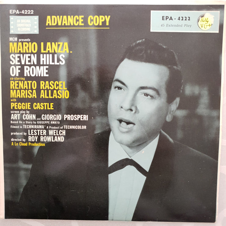 Mario Lanza ‎– Seven Hills Of Rome - Vinyl 7" Record - Very-Good+ Quality (VG+) - C-Plan Audio