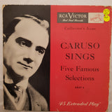 Enrico Caruso ‎– Caruso Sings Five Famous Selections - Red Vinyl 7" Record - Opened  - Very-Good Quality (VG) - C-Plan Audio