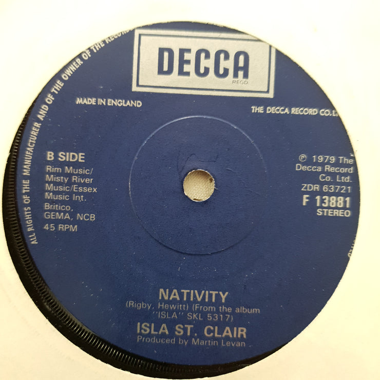 Isla St Clair ‎– Child In A Manger -Vinyl 7" Record - Opened  - Very-Good Quality (VG) - C-Plan Audio