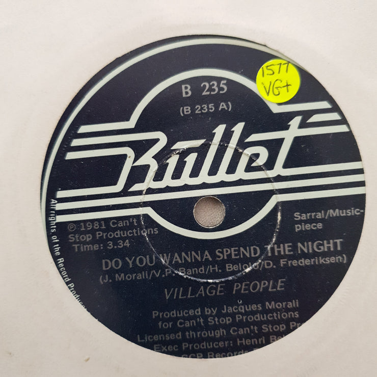 Village People ‎– Do You Wanna Spend The Night - Vinyl 7" Record - Very-Good+ Quality (VG+) - C-Plan Audio