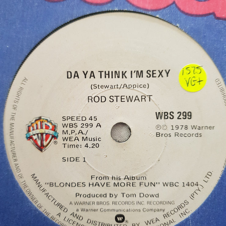 Rod Stewart ‎– Da 'Ya' Think I'm - Vinyl 7" Record - Very-Good+ Quality (VG+) - C-Plan Audio