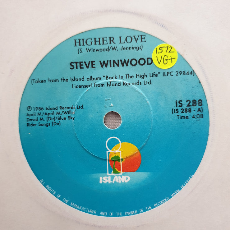 Steve Winwood ‎– Higher Love - Vinyl 7" Record - Very-Good+ Quality (VG+) - C-Plan Audio