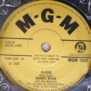 Barry Ryan ‎– Eloise - Vinyl 7" Record - Very-Good+ Quality (VG+) - C-Plan Audio