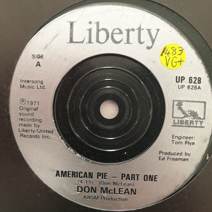 Don McLean ‎– American Pie - Vinyl 7" Record - Very-Good+ Quality (VG+) - C-Plan Audio