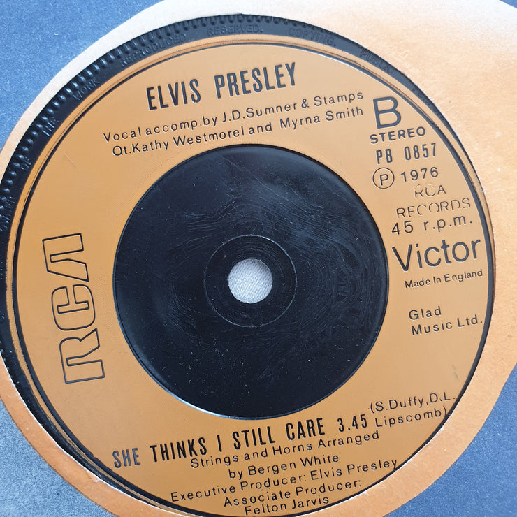 Elvis Presley ‎– Moody Blue - Vinyl 7" Record - Very-Good+ Quality (VG+) - C-Plan Audio