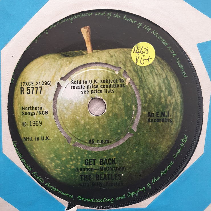 The Beatles With Billy Preston ‎– Get Back - Vinyl 7" Record - Very-Good+ Quality (VG+) - C-Plan Audio