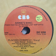 Placido Domingo And John Denver ‎– Perhaps Love / Annie's Song - Vinyl 7" Record - Very-Good+ Quality (VG+) - C-Plan Audio