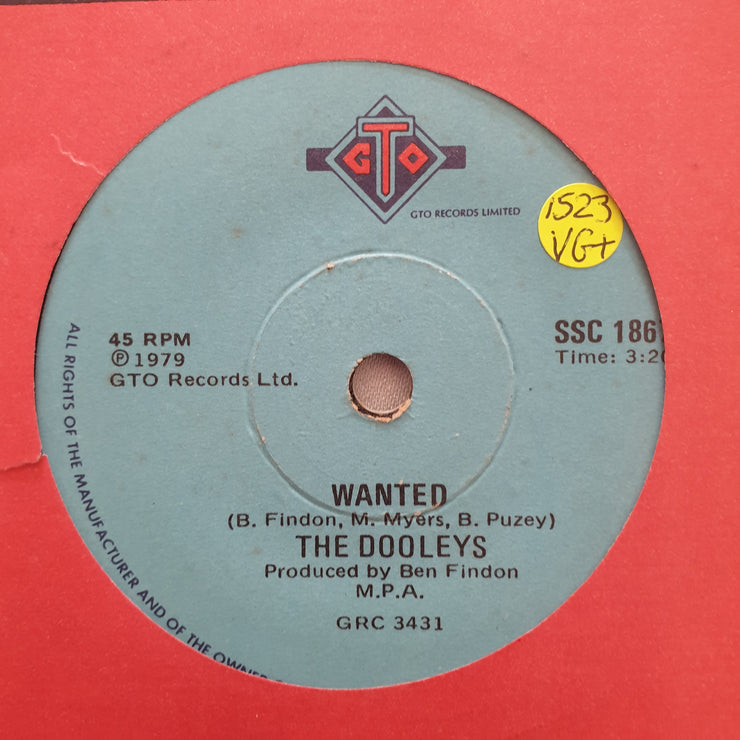 The Dooleys ‎– Wanted - Vinyl 7" Record - Very-Good+ Quality (VG+) - C-Plan Audio
