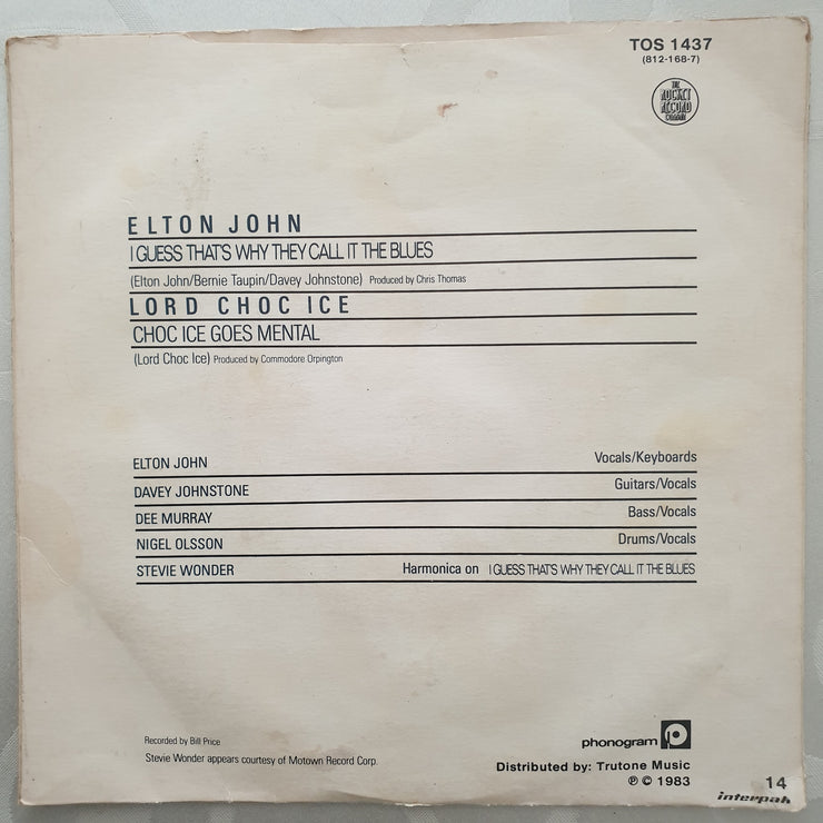 Elton John ‎– I Guess That's Why They Call It The Blues - Vinyl 7" Record - Very-Good+ Quality (VG+) - C-Plan Audio