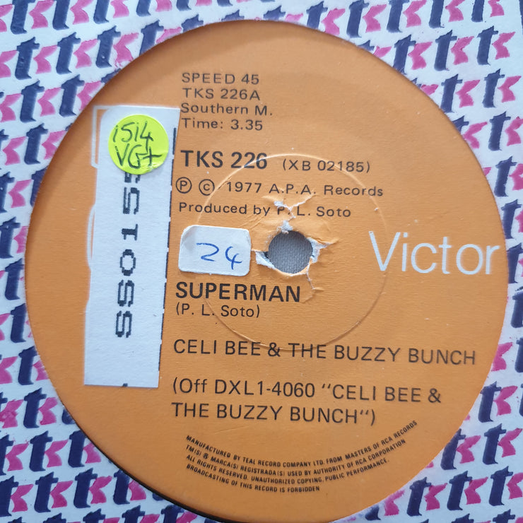 Celi Bee & The Buzzy Bunch ‎– Superman - Vinyl 7" Record - Very-Good+ Quality (VG+) - C-Plan Audio